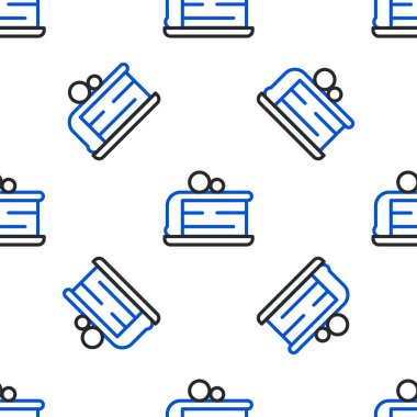 Çizgi pasta simgesi beyaz arka planda izole edilmiş kusursuz desen. Doğum günün kutlu olsun. Renkli taslak konsepti. Vektör.