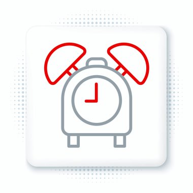 Beyaz arkaplanda satır alarm simgesi izole edildi. Uyan, kalk konsepti. Zaman işareti. Renkli taslak konsepti. Vektör.