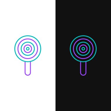 Line Lolipop simgesi beyaz ve siyah arkaplanda izole edildi. Şeker işareti. Yemek, lezzetli bir sembol. Renkli taslak konsepti. Vektör.