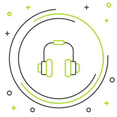 Beyaz arkaplanda hat kulaklığı simgesi izole edildi. Kulaklıklar. Müzik, hizmet, iletişim ve operatör konsepti. Renkli taslak konsepti. Vektör.