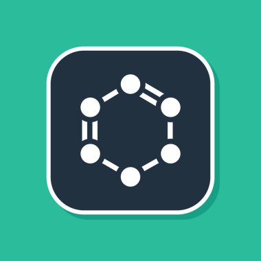 Benzen halkalarından oluşan mavi kimyasal formül yeşil arka planda izole edilmiş. Vektör.