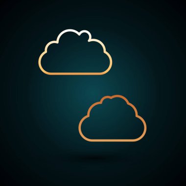 Koyu mavi arka planda izole edilmiş altın renkli Bulut simgesi. Vektör.