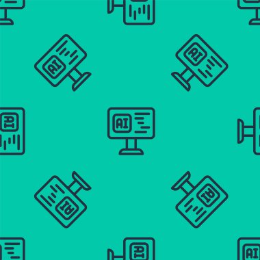Mavi çizgi Yazılım, web geliştirici programlama kod simgesi yeşil arkaplanda izole edilmiş kusursuz desen. Program kodunun rastgele bilgisayar betiği parçalarını Javascript et. Vektör.