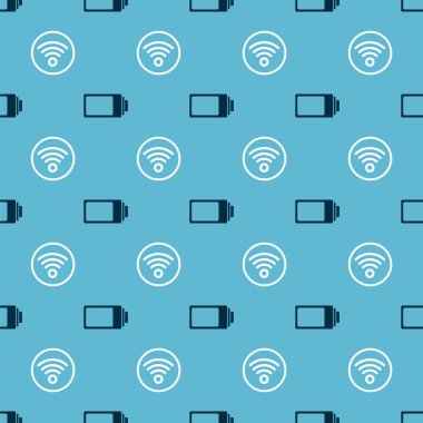 Batarya şarj seviyesi göstergesini ve kablosuz internet ağını sorunsuz bir şablona ayarla. Vektör.