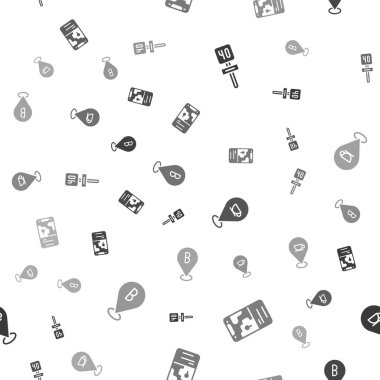 Yol trafik işaretini, şehir haritası navigasyonunu, kahve fincanının olduğu yeri ve kusursuz deseni ayarla. Vektör.