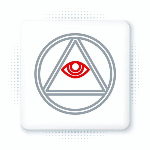 Line Masons Symbool All Seeing Eye God Icoon Geïsoleerd Witte — Stockvector