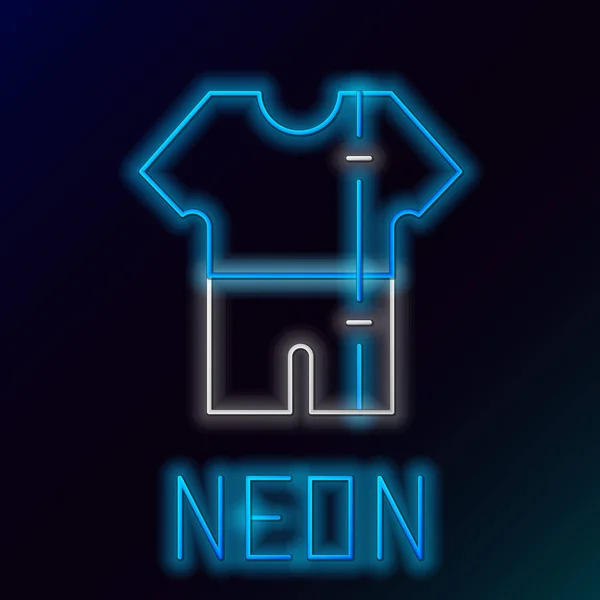 Gloeiende Neon Lijn Sport Track Suit Pictogram Geïsoleerd Zwarte Achtergrond — Stockvector