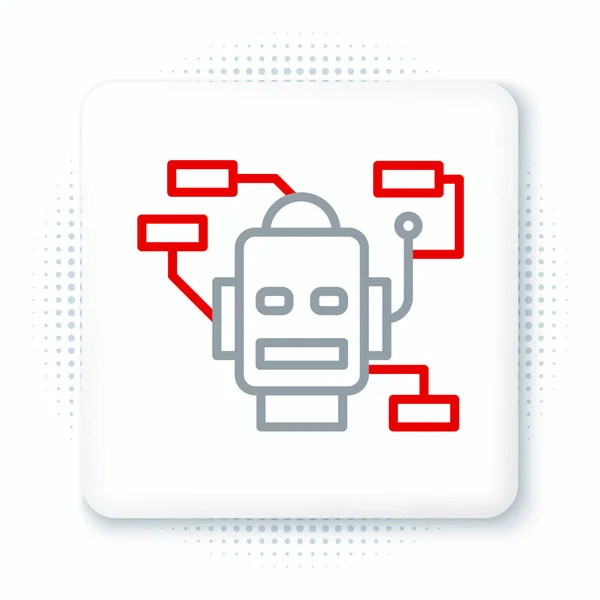 Line Robot Icon Isolated White Background Artificial Intelligence Machine Learning — Stock Vector