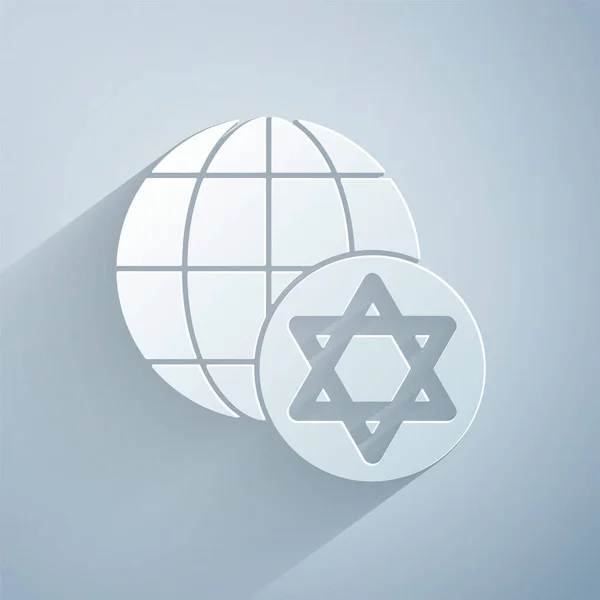 Χαρτί Περικοπή World Globe Και Ισραήλ Εικόνα Απομονώνονται Γκρι Φόντο — Διανυσματικό Αρχείο