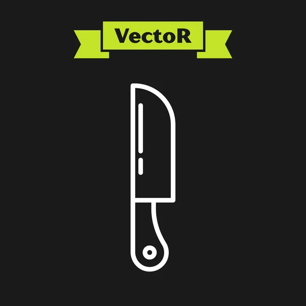 Weiße Linie Messer Symbol Isoliert Auf Schwarzem Hintergrund Bestecksymbol Vorhanden — Stockvektor