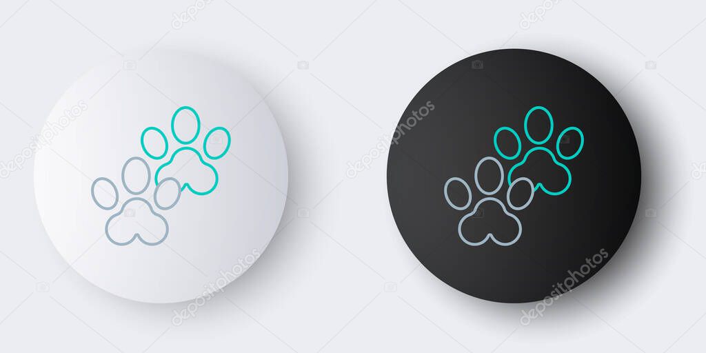 Line Paw print icon isolated on grey background. Dog or cat paw print. Animal track. Colorful outline concept. Vector.