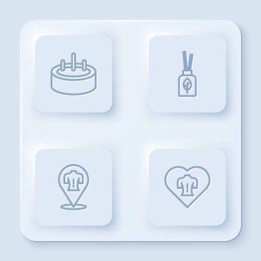 Halat yüzme havuzunu merdiven, Aroma ayırıcı, masaj ve... Beyaz kare düğme. Vektör.