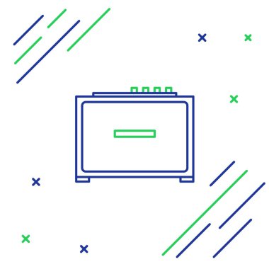 Beyaz arkaplanda Gitar amfisi simgesi izole edildi. Müzik aleti. Renkli taslak konsepti. Vektör.