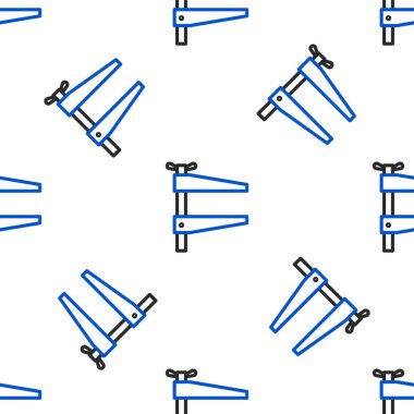 Çizgi klemp aracı simgesi beyaz arkaplanda izole edilmiş pürüzsüz desen. Çilingir aleti. Renkli taslak konsepti. Vektör.