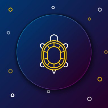 Kaplumbağa çizgi simgesi mavi arkaplanda izole edildi. Renkli taslak konsepti. Vektör.