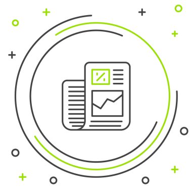 Line Business finans raporu simgesi beyaz arkaplanda izole edildi. Denetim ve analiz, belge, plan sembolü. Renkli taslak konsepti. Vektör.