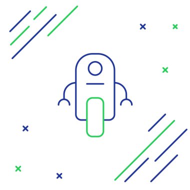 Çizgi Robotu simgesi beyaz arkaplanda izole edildi. Yapay zeka, makine öğrenme, bulut hesaplama. Renkli taslak konsepti. Vektör.