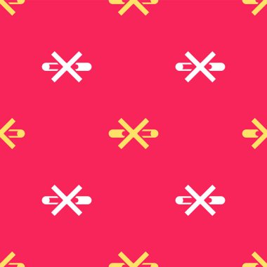 Sigara içilmeyen sarı simge kırmızı arka planda izole edilmiş. Sigara sembolü. Vektör.