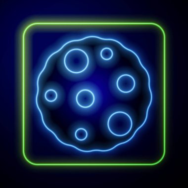 Parlayan neon kurabiyeler ya da mavi arka planda izole edilmiş çikolata ikonlu bisküviler. Vektör.