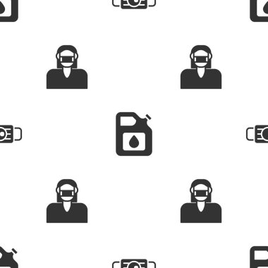 Tıbbi koruyucu maske, benzin tüpü ve Face 'i kusursuz desene ayarlayın. Vektör.