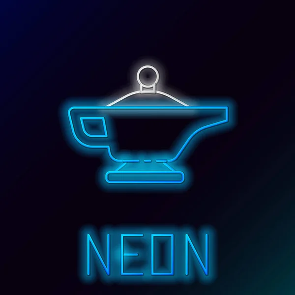 Glödande Neon Line Magic Lampa Eller Aladdin Lampa Ikon Isolerad — Stock vektor
