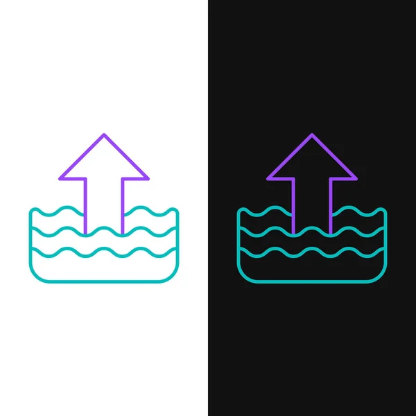 Подъем Линии Иконке Уровня Воды Изолирован Белом Черном Фоне Красочная — стоковый вектор