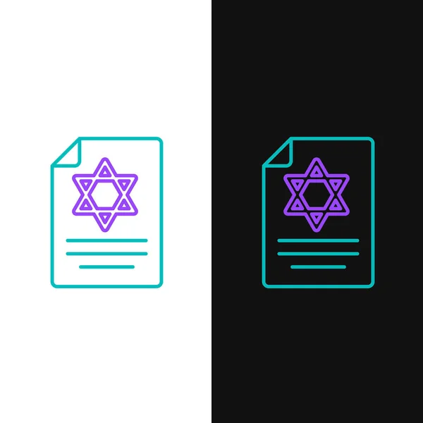 Line Torah Scroll Symbol Isoliert Auf Weißem Und Schwarzem Hintergrund — Stockvektor