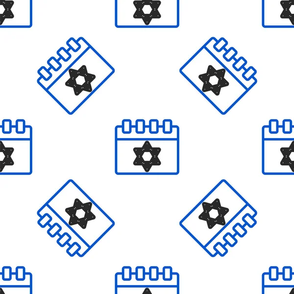 Лінійний Єврейський Календар Зіркою Ікони Давіди Виділив Безшовний Візерунок Білому — стоковий вектор