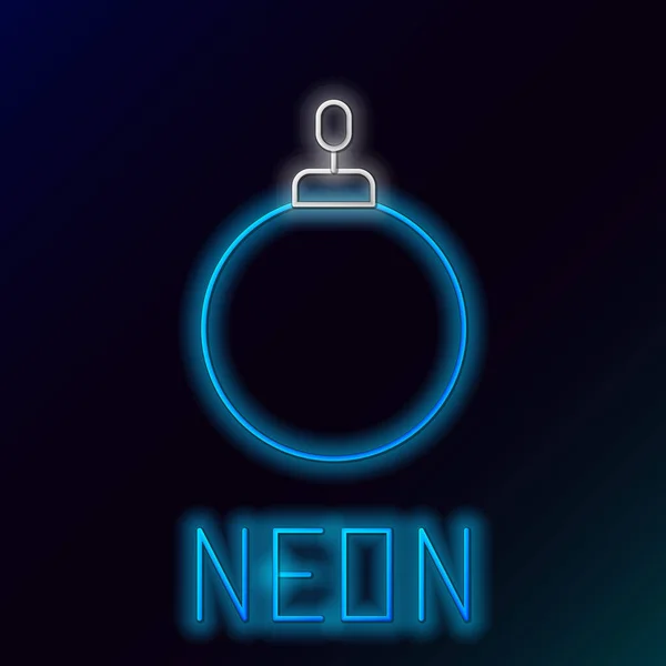 Lumineux Néon Ligne Icône Boule Noël Isolé Sur Fond Noir — Image vectorielle