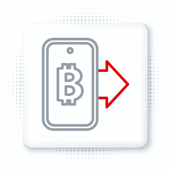 Ligne Exploitation Bitcoin Icône Mobile Isolé Sur Fond Blanc Exploitation — Image vectorielle