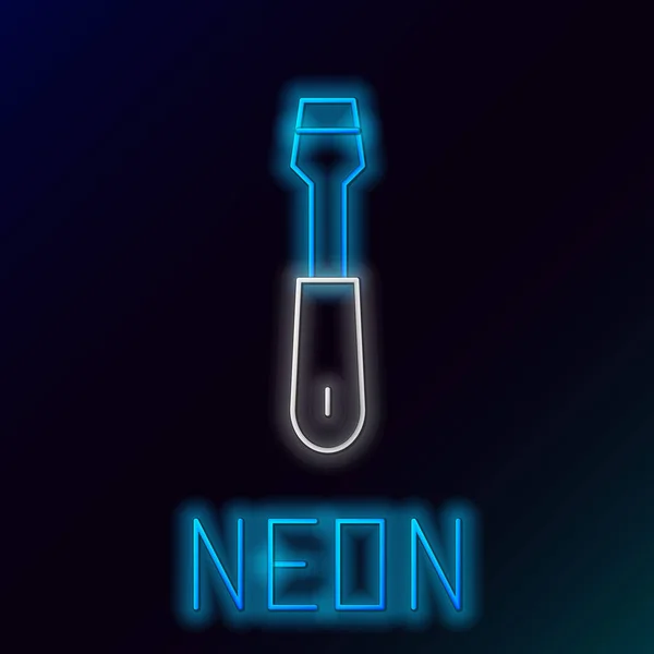 Glödande Neon Line Skruvmejsel Ikon Isolerad Svart Bakgrund Tjänsteverktygets Symbol — Stock vektor