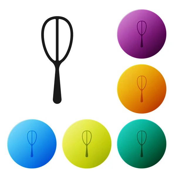 Black Kitchen Whisk Icon Isolated White Background Cooking Utensil Egg — Stock Vector