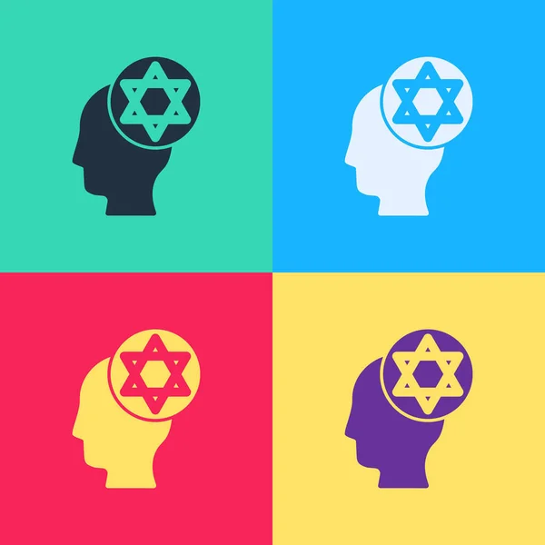 Pop Art Orthodoxe Jüdische Hutsymbole Isoliert Auf Farbigem Hintergrund Jüdische — Stockvektor