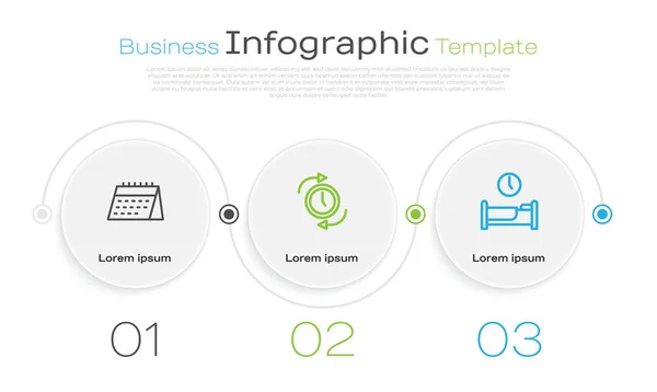 Állítsa Vonal Naptár Óra Nyíl Ideje Aludni Üzleti Infografikai Sablon — Stock Vector