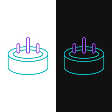 Beyaz ve siyah arka planda izole edilmiş merdiven ikonu olan çizgi yüzme havuzu. Renkli taslak konsepti. Vektör.