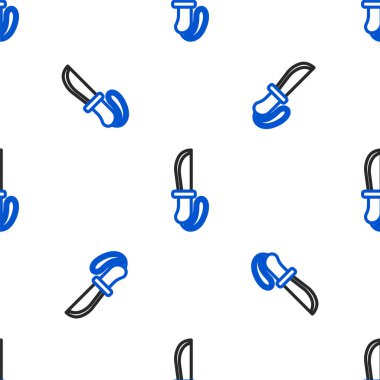 Çizgi Bıçak simgesi beyaz arkaplandaki kusursuz deseni izole etti. Ordu bıçağı. Renkli taslak konsepti. Vektör.