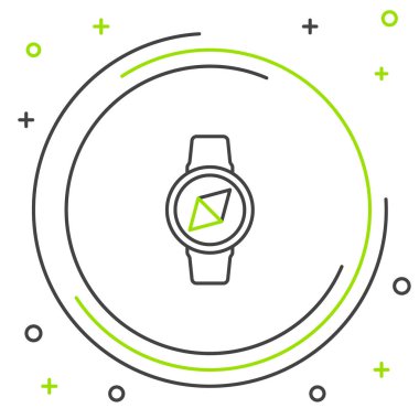 Pusula simgesi beyaz arkaplanda izole edildi. Rüzgâr yön bulma sembolü. Rüzgar gül işareti. Renkli taslak konsepti. Vektör.