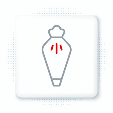 Pasta poşeti beyaz arka planda izole edilmiş krema ikonu ile süslemek için. Mutfak gereçleri ve aletler. Renkli taslak konsepti. Vektör.