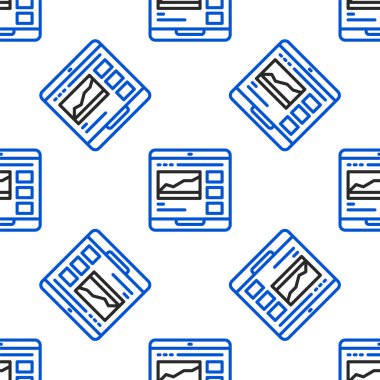 Çizgi Ticareti kursları simgesi beyaz arkaplanda izole edilmiş kusursuz desen. Uzaktan öğrenme finans yönetimi, hisse senedi piyasalarında mal alıp satma. Renkli taslak konsepti. Vektör.