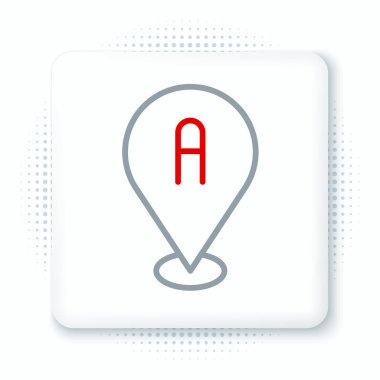 Çizgi Haritası simgesi beyaz arkaplanda izole edildi. Navigasyon, işaret, konum, harita, GPS, yön, yer, pusula, arama konsepti. Renkli taslak konsepti. Vektör.