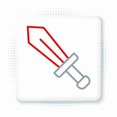 Oyun simgesi için satır Kılıcı beyaz arkaplanda izole edildi. Renkli taslak konsepti. Vektör.