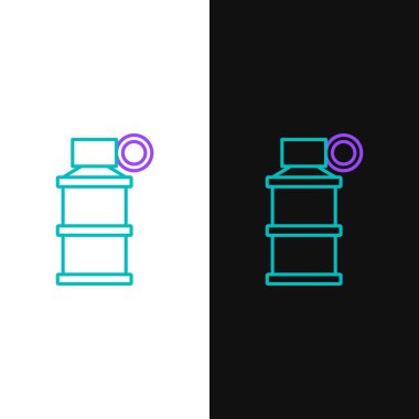 Çizgili El bombası ikonu beyaz ve siyah arkaplanda izole edildi. Bomba patlaması. Renkli taslak konsepti. Vektör.