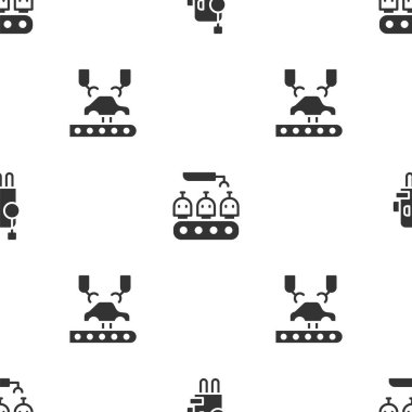 Robot, endüstriyel robot üretimi ve robotik kol fabrikası sorunsuz çalışıyor. Vektör.