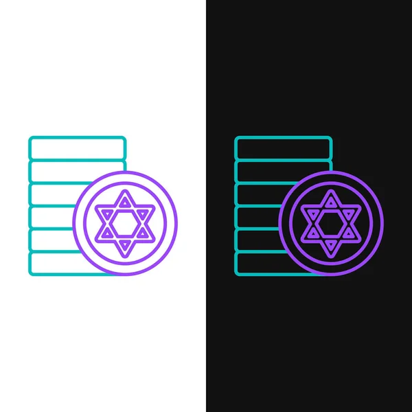 Linie Jüdisches Münzsymbol Isoliert Auf Weißem Und Schwarzem Hintergrund Währungssymbol — Stockvektor