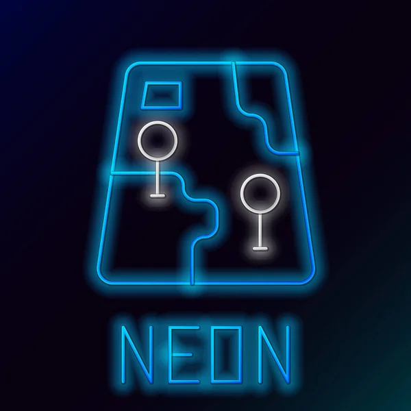 Glowing Neon Line Infographic City Map Navigation Icon Isolated Black — 스톡 벡터