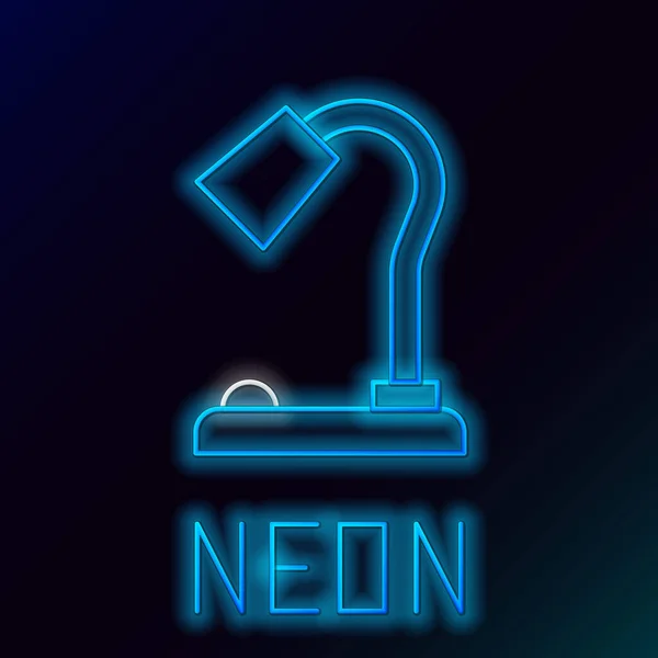 Gloeiende Neon Lijn Tafellamp Pictogram Geïsoleerd Zwarte Achtergrond Kleurrijk Concept — Stockvector