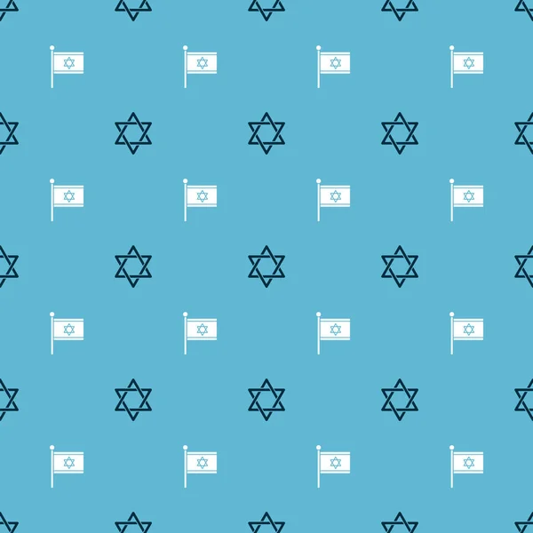 ダビデの星とイスラエルの旗をシームレスなパターンで設定します ベクトル — ストックベクタ