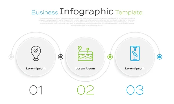 Definir Linha Localização Com Marca Seleção Estrada Quebrada Bússola Móvel — Vetor de Stock