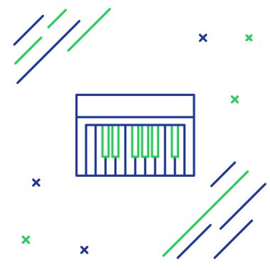Çizgi Müzik Sentezleyici simgesi beyaz arkaplanda izole edildi. Elektronik piyano. Renkli taslak konsepti. Vektör.