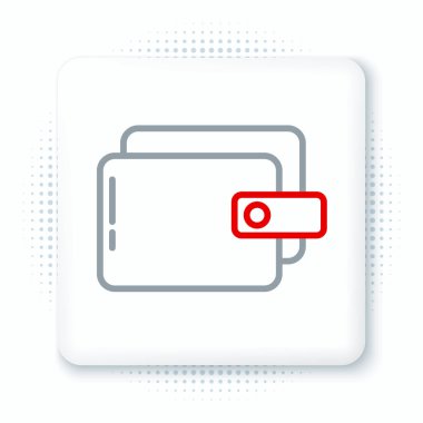 Çizgi Cüzdan simgesi beyaz arkaplanda izole edildi. Çanta ikonu. Nakit tasarruf sembolü. Renkli taslak konsepti. Vektör.